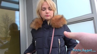 Public Agent - very cute 19yr blonde teen tries her first big cock