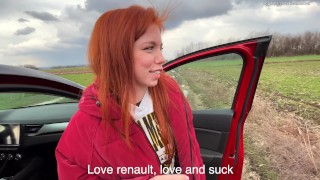 Stranger swallows dick to the throat! Lots of cum in public!